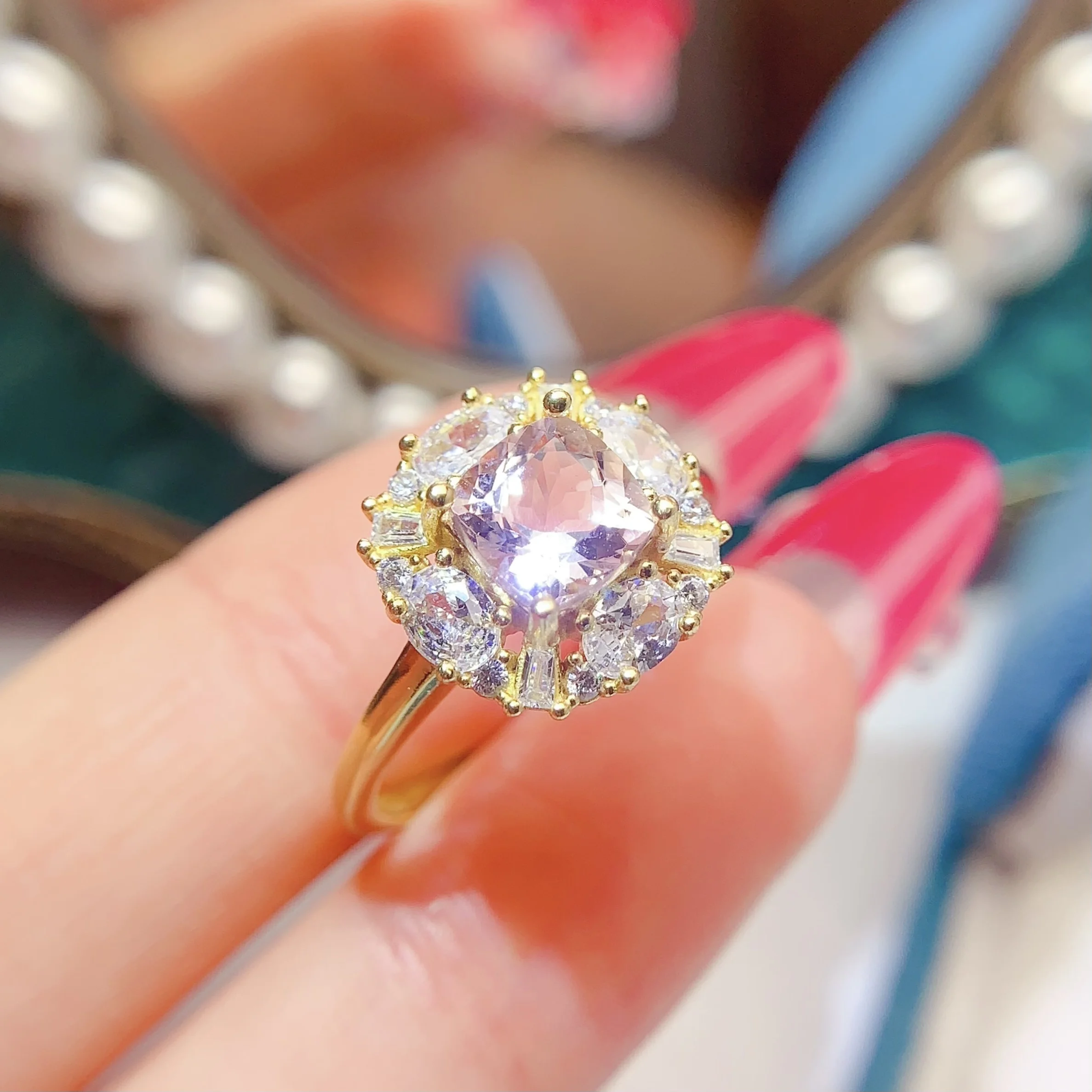 Natural Morganite Dainty Band Ring - view 2