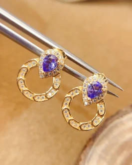 Natural Tanzanite Pear Drop Earrings
