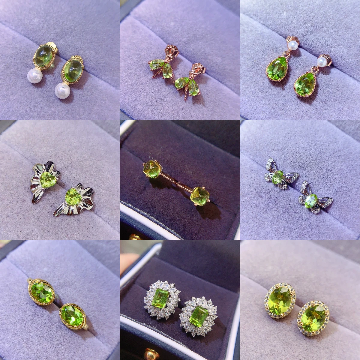 Natural Peridot Bow Stud Earrings - view 4