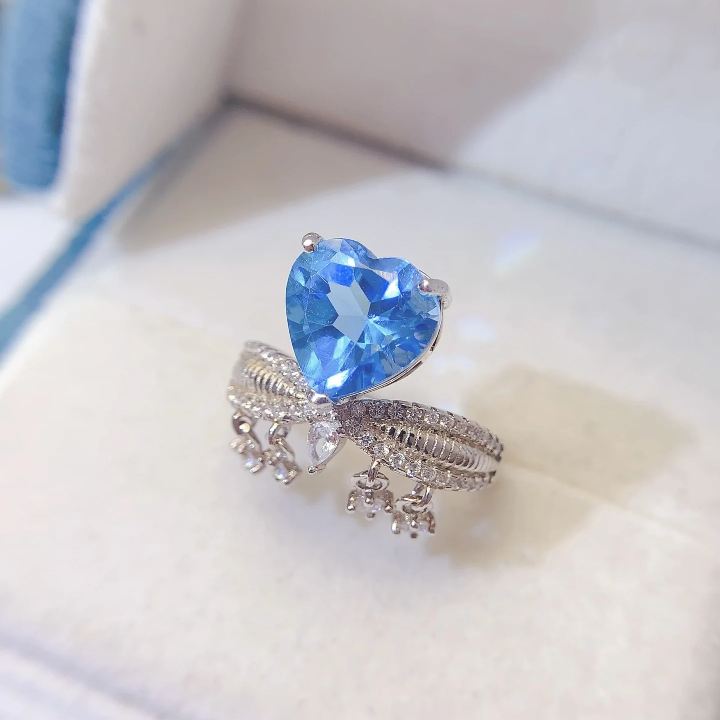 Natural Topaz Heart Bow Ring - view 5