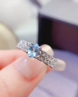 Natural Topaz Lattice Band Ring