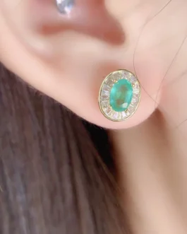 Natural Emerald Vintage Stud Earrings