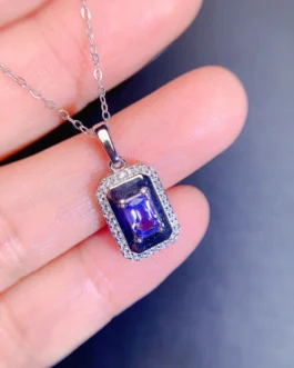 Natural Tanzanite Rectangle Pendant