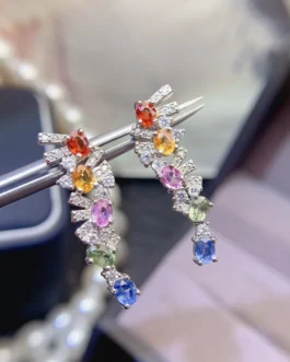 Natural Sapphire Gold Stud Earrings