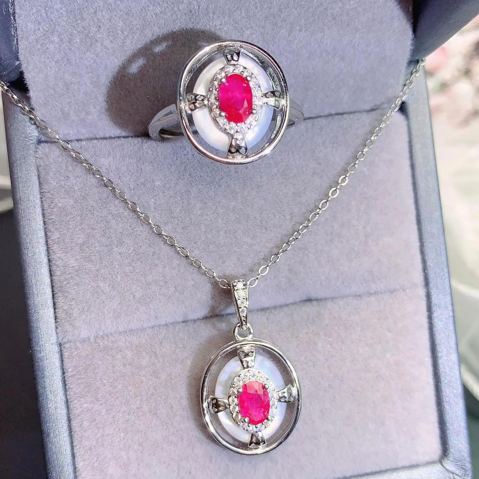 Natural Ruby Classic Jewelry Set - view 4