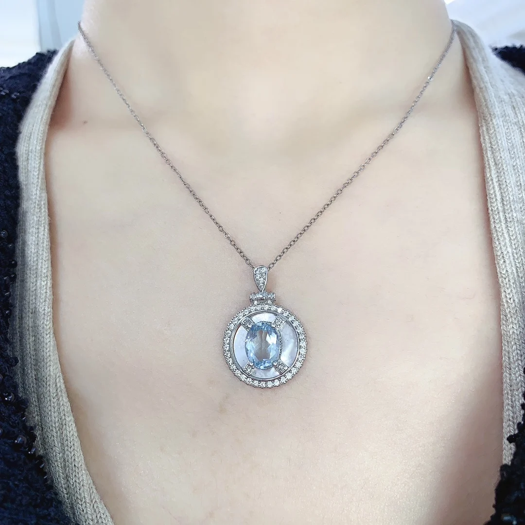Natural Topaz Circle Pendant - view 3