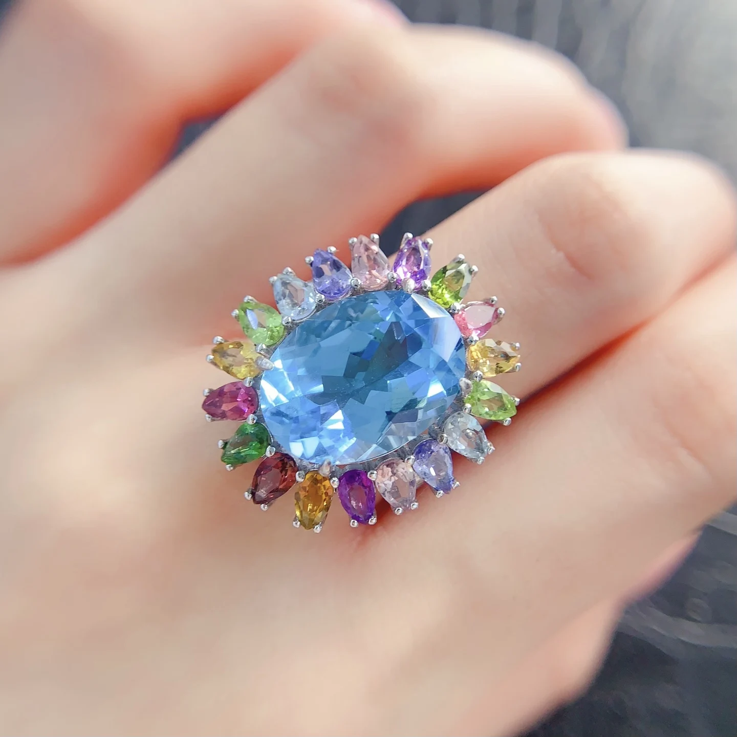 Natural Topaz Tourmaline Ring - view 6