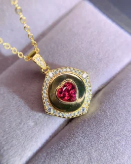 Natural Garnet Heart Pendant
