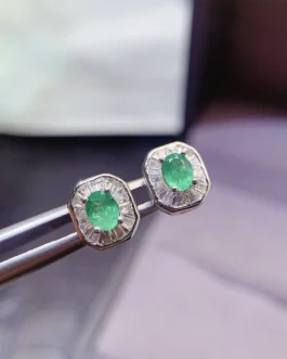 Natural Emerald Oval Earrings