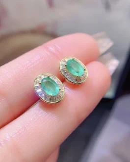 Natural Emerald Vintage Stud Earrings
