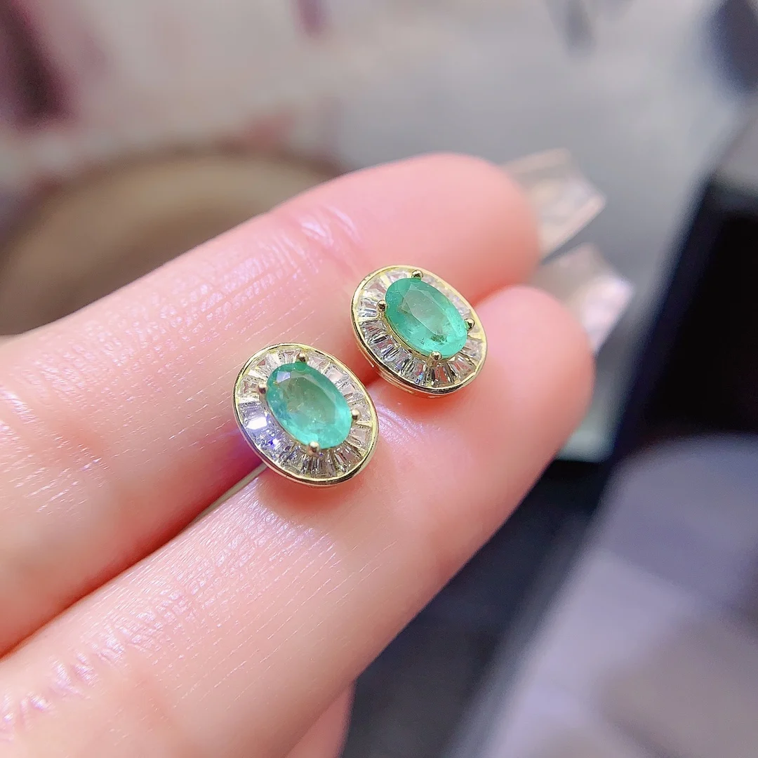 Natural Emerald Vintage Stud Earrings - view 1