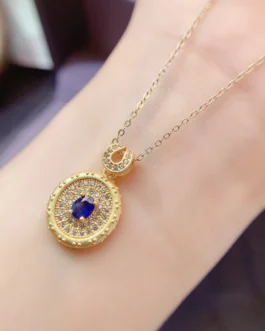 Natural Sapphire Medallion Pendant Necklace