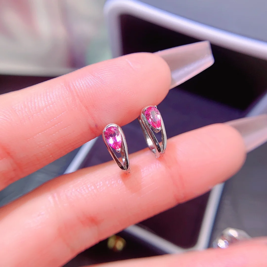 Natural Sapphire Pear Earrings - view 3