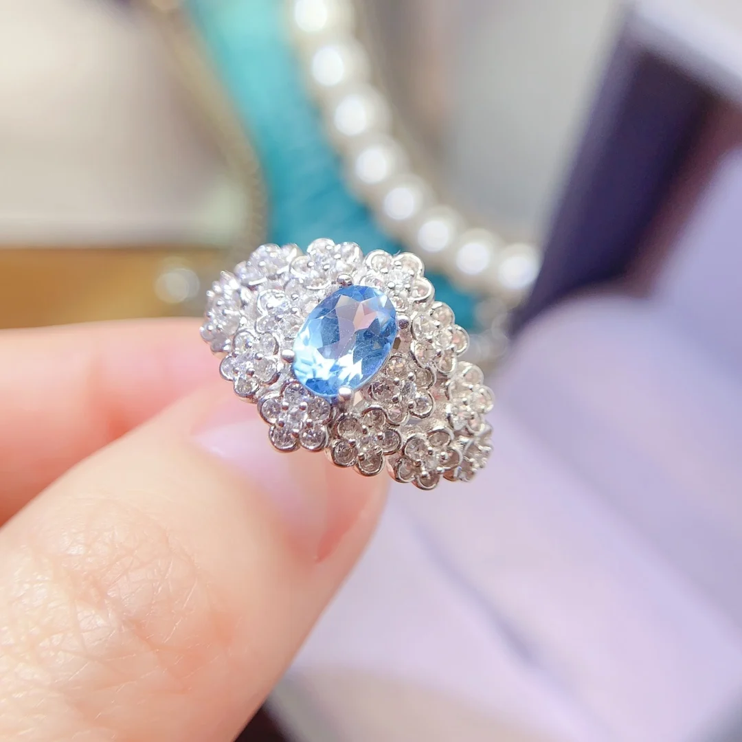 Natural Topaz Wide Cluster Ring - view 5