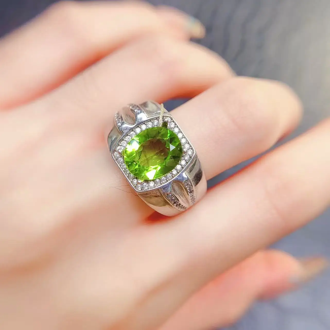 Natural Peridot Men's Engagement Ring - view 4