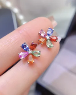 Natural Sapphire Pear Stud Earrings