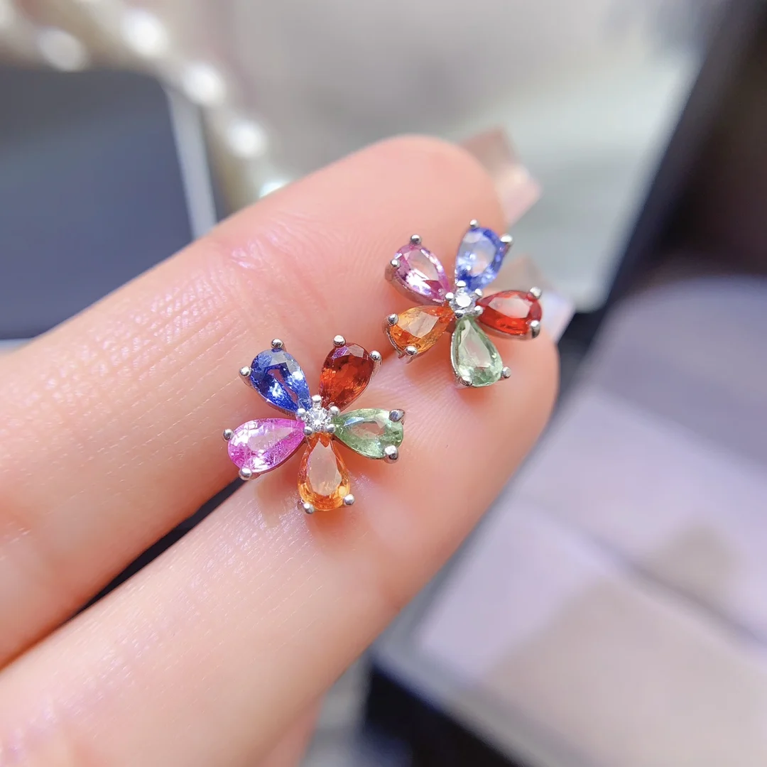 Natural Sapphire Pear Stud Earrings - view 1