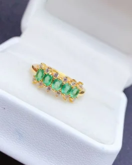 Natural Emerald Oval Cluster Ring