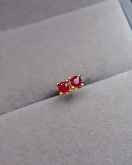 Natural Ruby Round Earrings