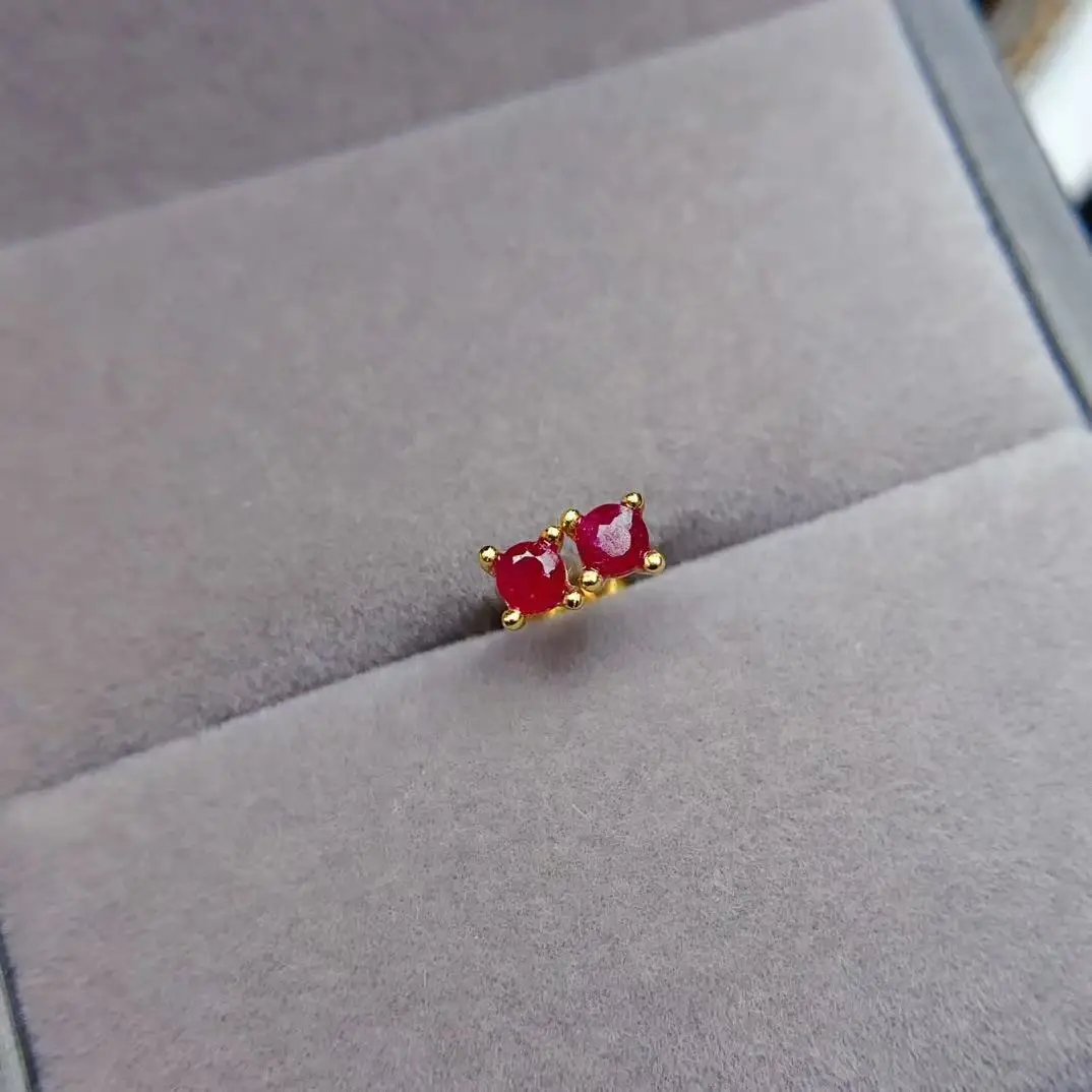 Natural Ruby Round Earrings - view 1