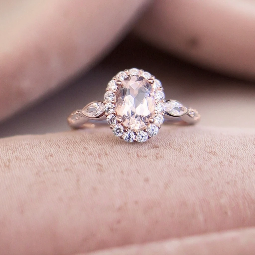 Natural Morganite Classic Band Ring - view 1