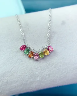 Natural Tourmaline Rainbow Pendant Necklace
