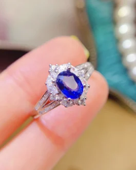 Natural Sapphire Split Shank Ring