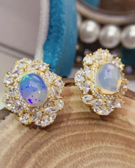 Natural Opal Statement Earrings