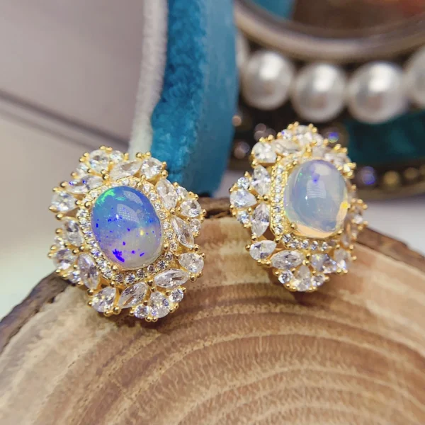 Natural Opal Statement Earrings
