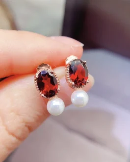 Natural Garnet Classic Stud Earrings