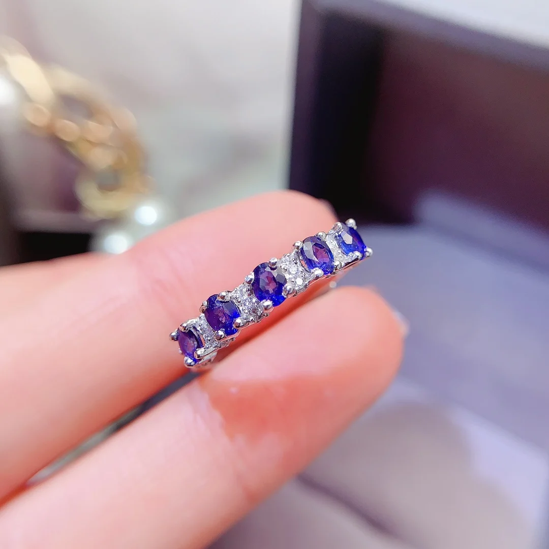 Natural Sapphire Half Eternity Ring - view 2