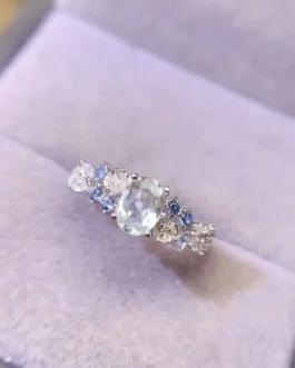 Natural Aquamarine Pear Minimal Ring
