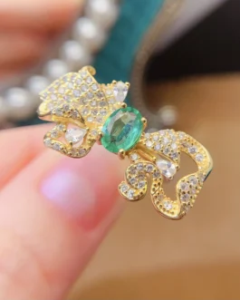 Pavé Bow Gemstone Ring