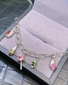 Natural Tourmaline Charm Bracelet