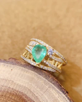 Natural Emerald Roman Band Ring
