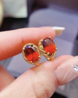 Natural Garnet Vintage Stud Earrings
