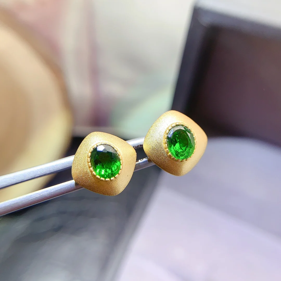 Natural Diopside Vintage Earrings - view 1