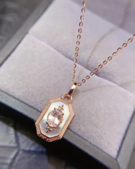 Natural Morganite Octagon Pendant