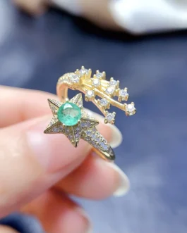 Natural Emerald Starburst Ring