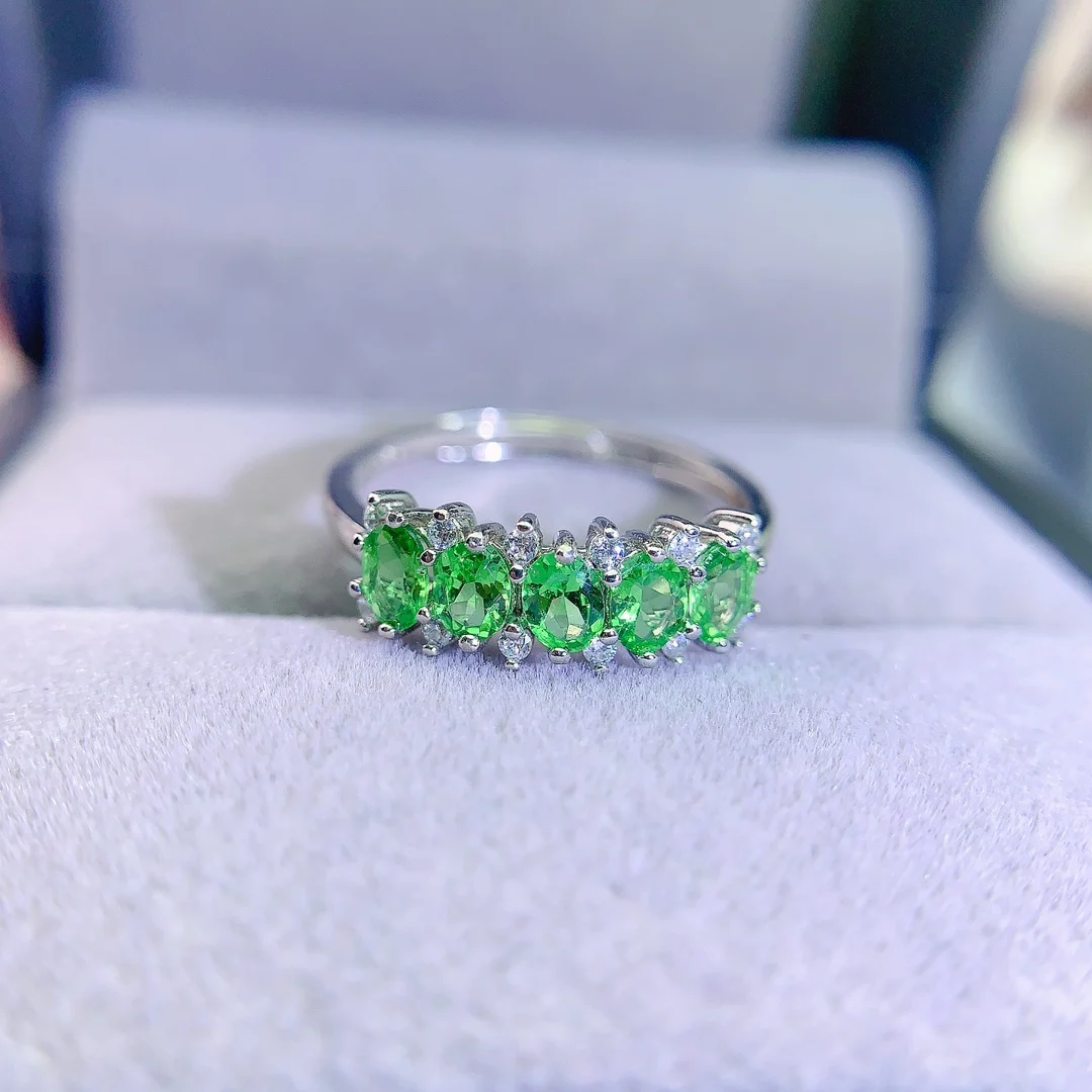 Natural Tsavorite Vintage Halo Ring - view 1