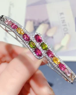 Natural Tourmaline Open Cuff Bangle