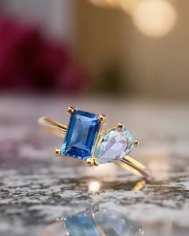Natural Topaz Two Stone Ring