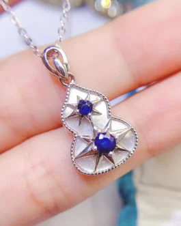 Natural Sapphire Vase Pendant Necklace