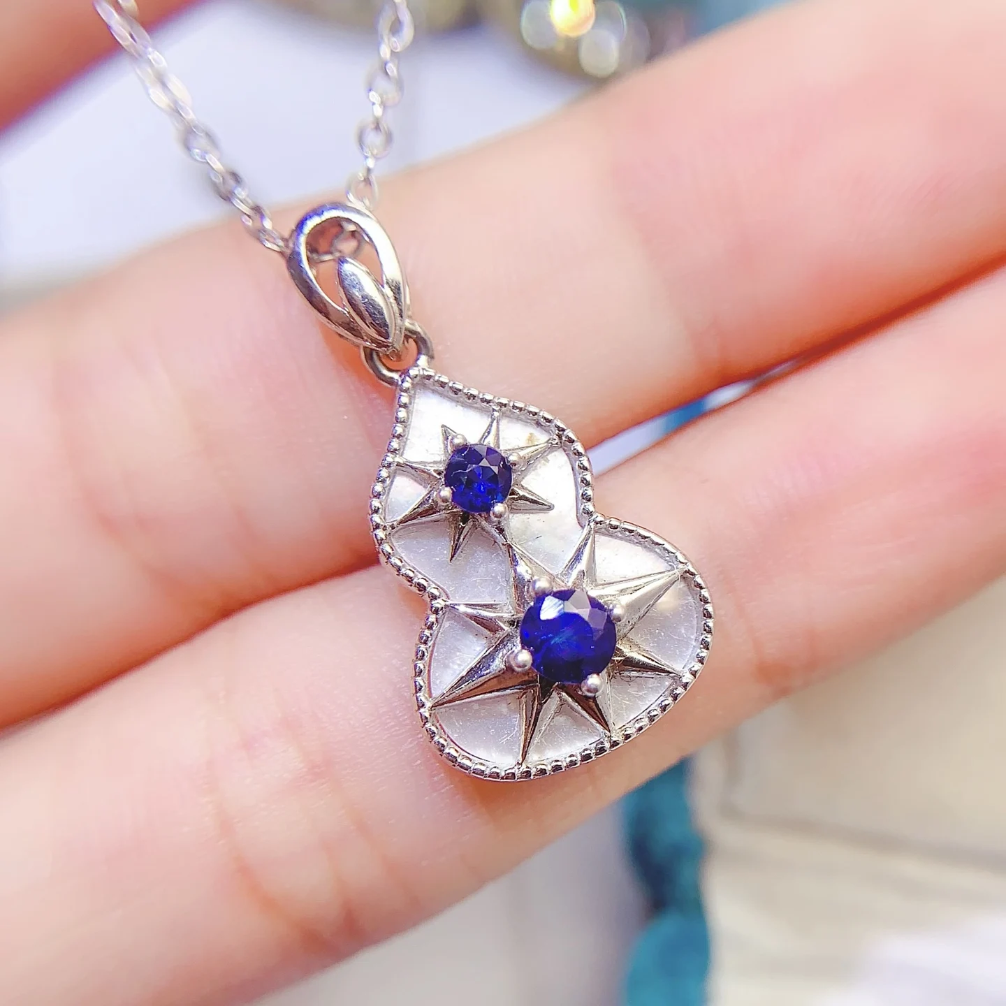 Natural Sapphire Vase Pendant Necklace - view 1