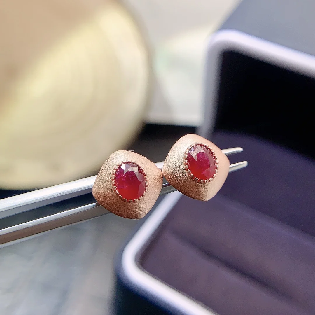 Natural Ruby Vintage Earrings - view 1
