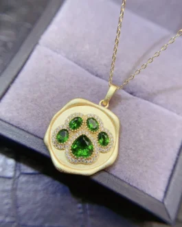 Natural Diopside Paw Pendant