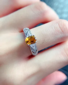 Natural Citrine Engagement Oval Ring