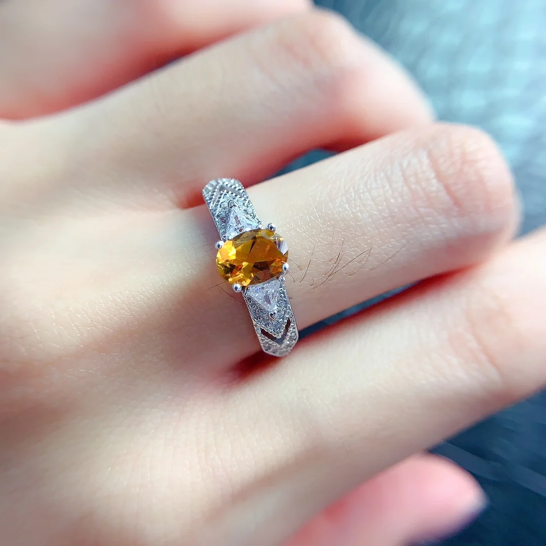 Natural Citrine Engagement Oval Ring - view 2