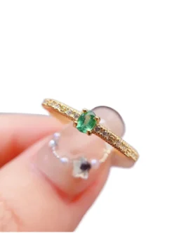 Natural Emerald Pavé Solitaire Ring