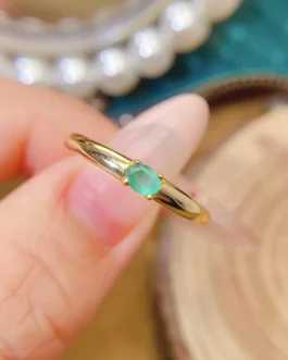 Natural Emerald East-West Ring